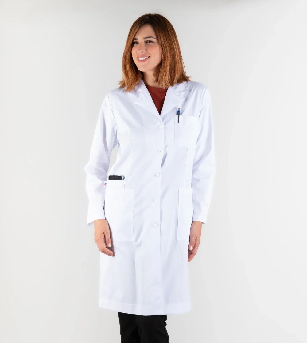 Bata larga sanitaria color blanco para enfermeras