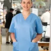 casaca azul 7 Comprar casaca sanitaria lisa azul para mujer