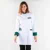 bata-farmacia-mujer-cuello-Mao-verde Bata de farmacia para mujer cuello Mao con contraste verde